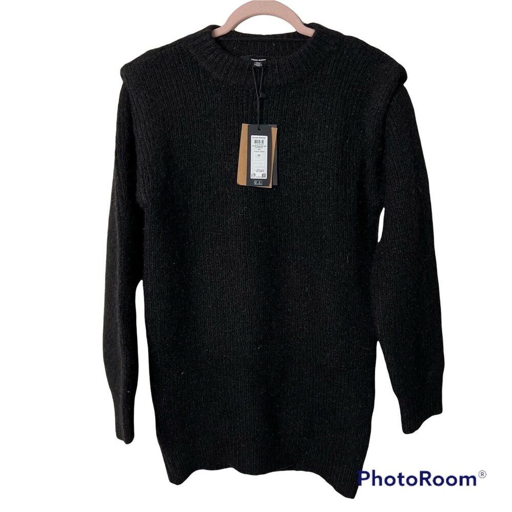 Vera Moda Daisy Wide Shoulder Black Sweater NWT Size XS